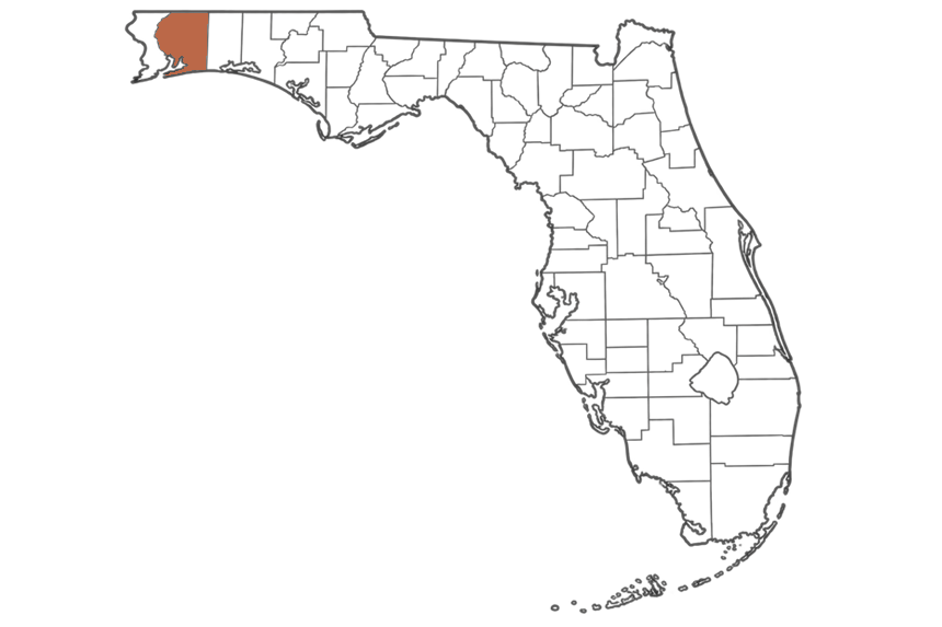 Santa Rosa County Florida jobs map highlighting Santa Rosa County
